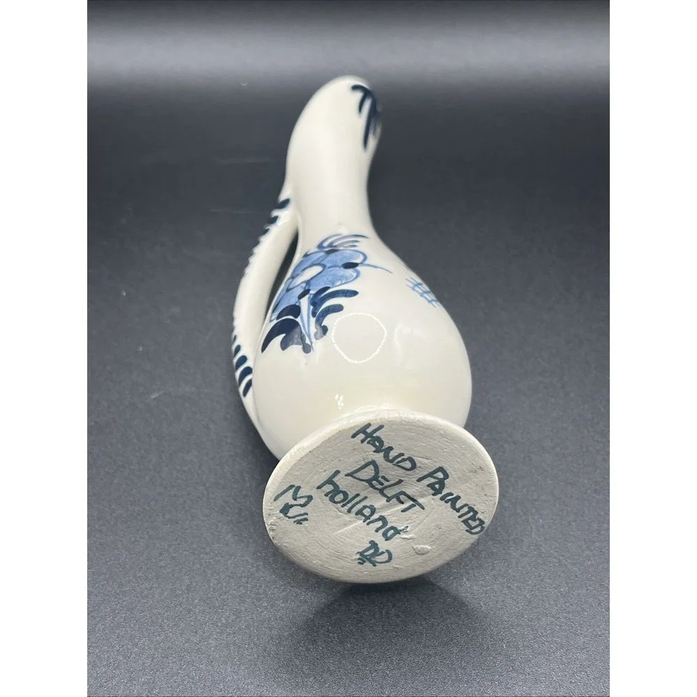 Hand Painted Delft Pitcher Vase Holland Vintage w/ Windmill Design Small‎ As Is